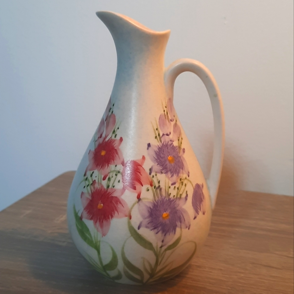 Vintage E. Radford Pottery Cruet Small Pitcher Wildflowers Made In England